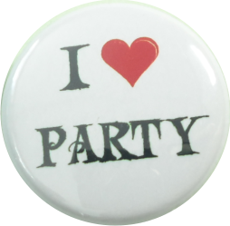 I love party button white